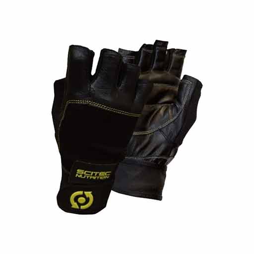 Scitec Gants d'Haltérophilie - Style en Cuir Jaune